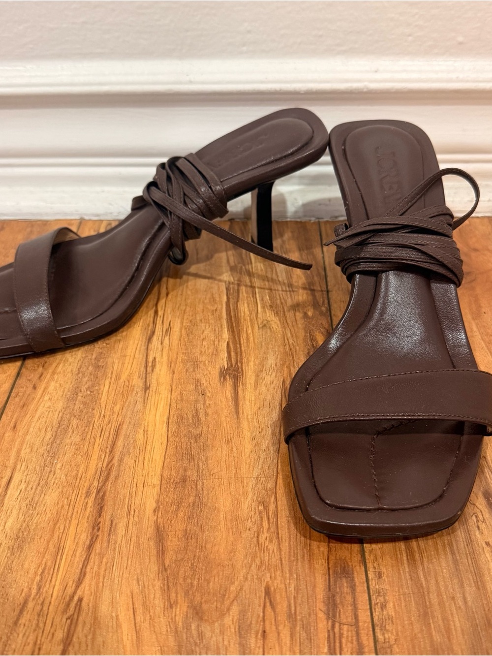 J Crew Women's Brown Strappy Square-Toe Heeled Sandals soft sole